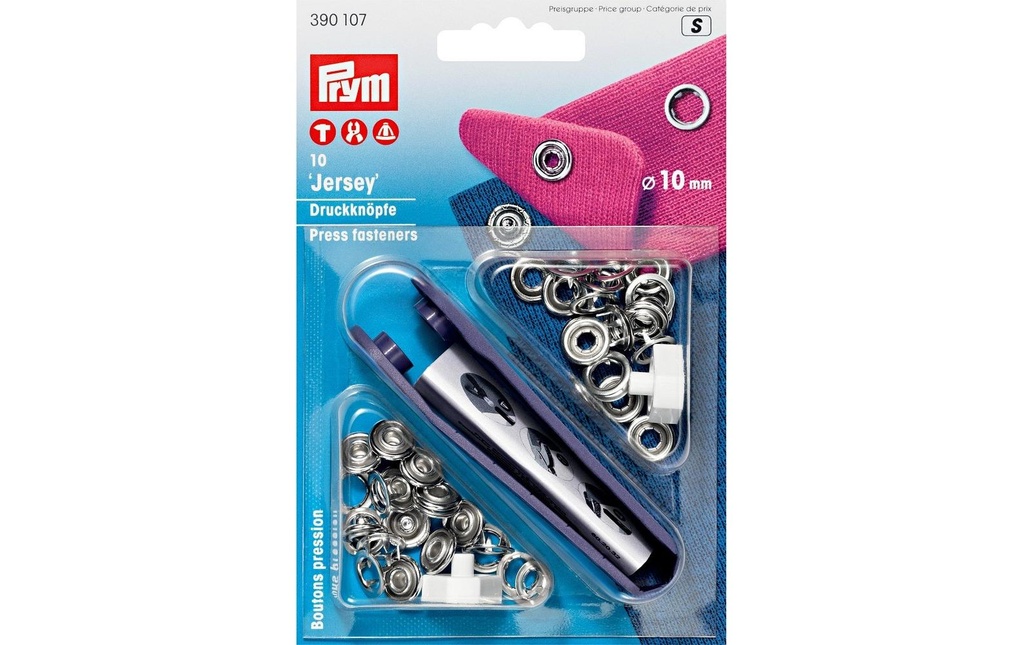 Prym Boutons poussoirs Jersey Ring 10 mm, 10 pièces