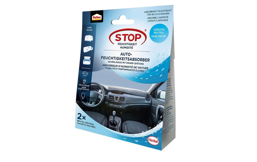 Pattex Déshumidificateur Absorbeur d'humidité pour voiture AERO 360 2x 50g