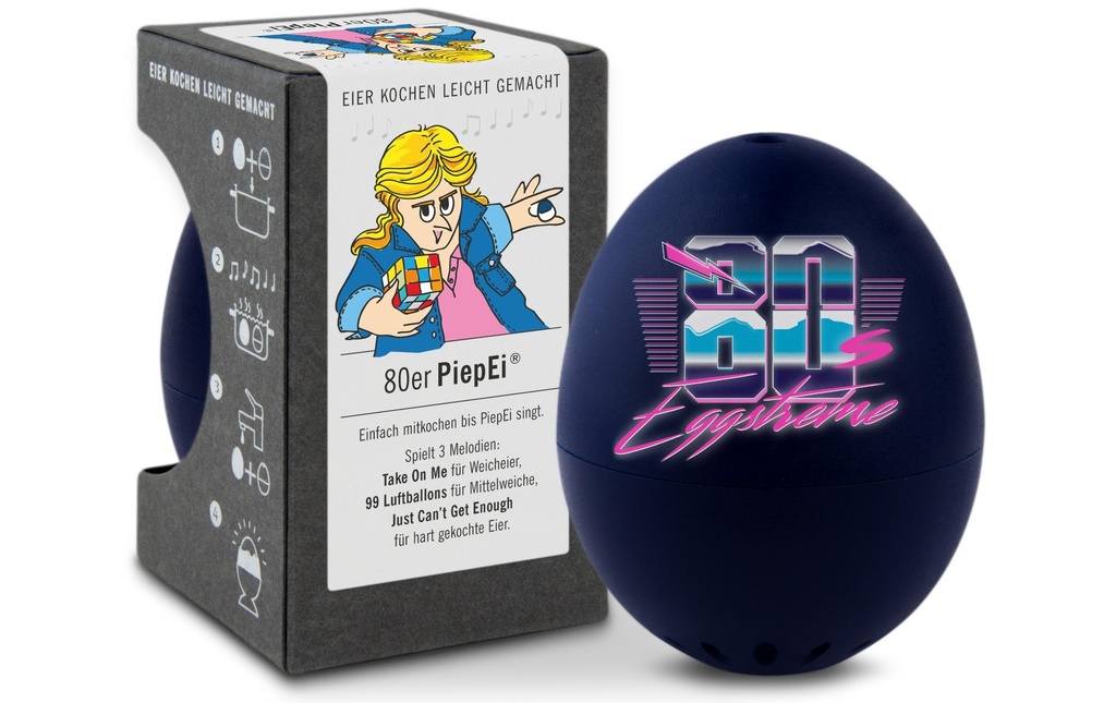 PiepEi Minuteur de cuisine Coquetier chantant années 80, Noir