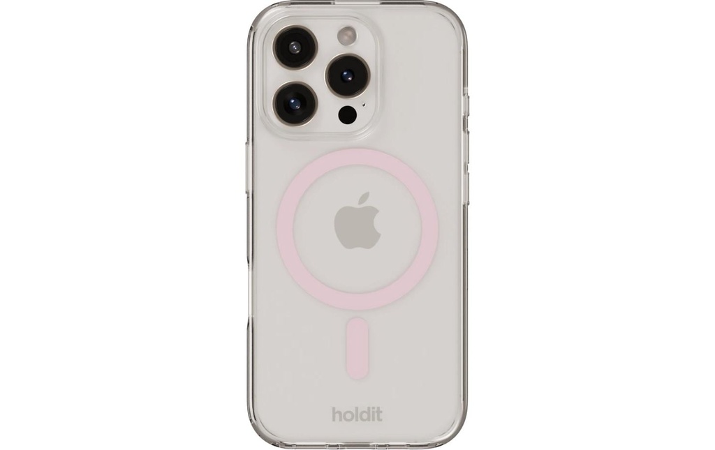 Holdit Coque arrière MagSafe iPhone 16 Pro Transparent/Rose