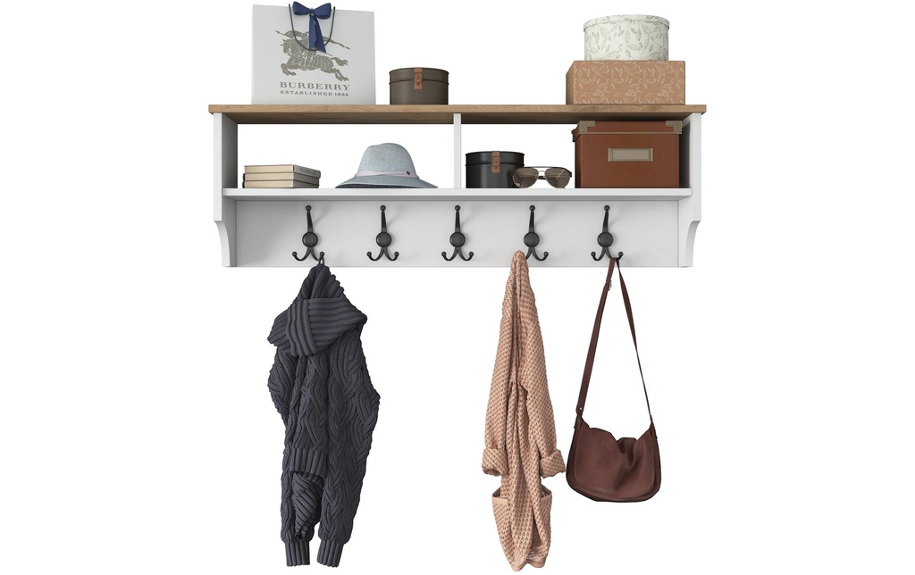 Woody Fashion Portemanteau mural P2 - 2460 120 cm x 37.2 cm, Blanc