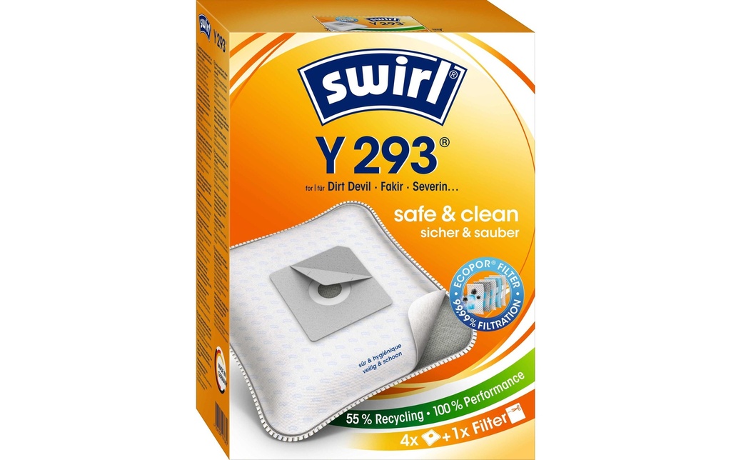 Swirl Sac filtrant pour aspirateur Y 293 4 Pièce/s
