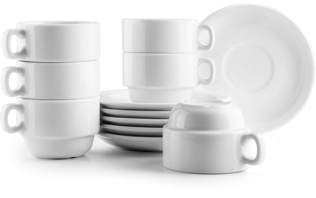 Ibili Set de tasses + soucoupes 170 ml, 6 Pièce/s, Blanc