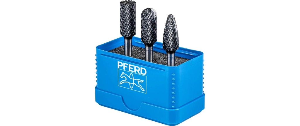 Pferd Jeu de fraises sur tige en carbure HC-FEP 3 pièces Ø de la tige 6 mm