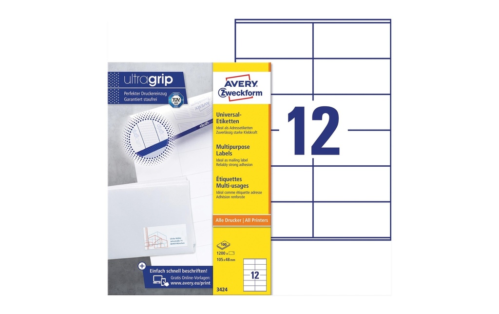 [268034240] AVERY ZWECKFORM Etiquettes 105x48mm (100 pces)