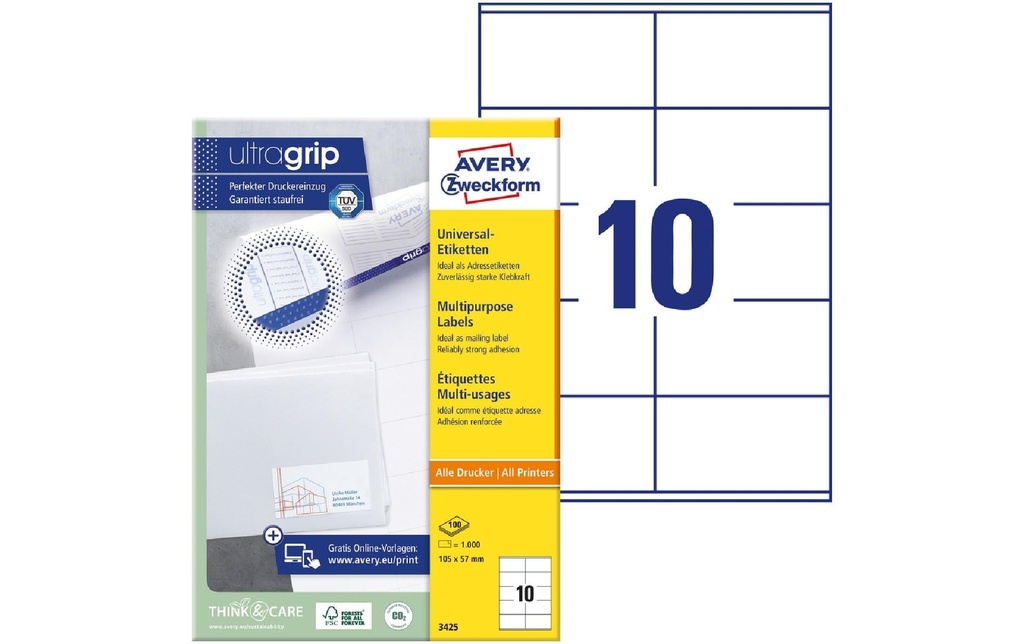 [268034250] AVERY ZWECKFORM Etiquettes 105x57mm (100 pces)