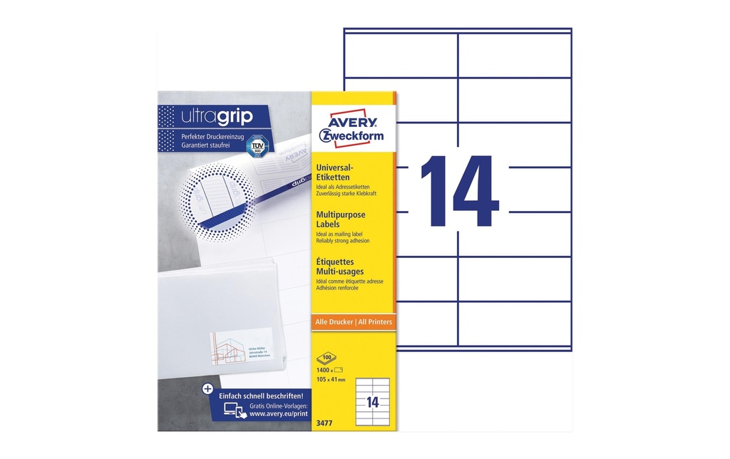 [268034770] AVERY ZWECKFORM Etiquettes 105x41mm (100 pces)