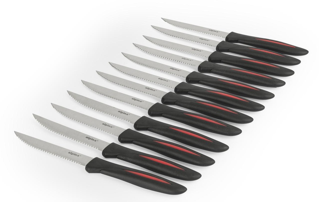 alpina Kits de couteaux à steak 12 Pièce/s, Noir