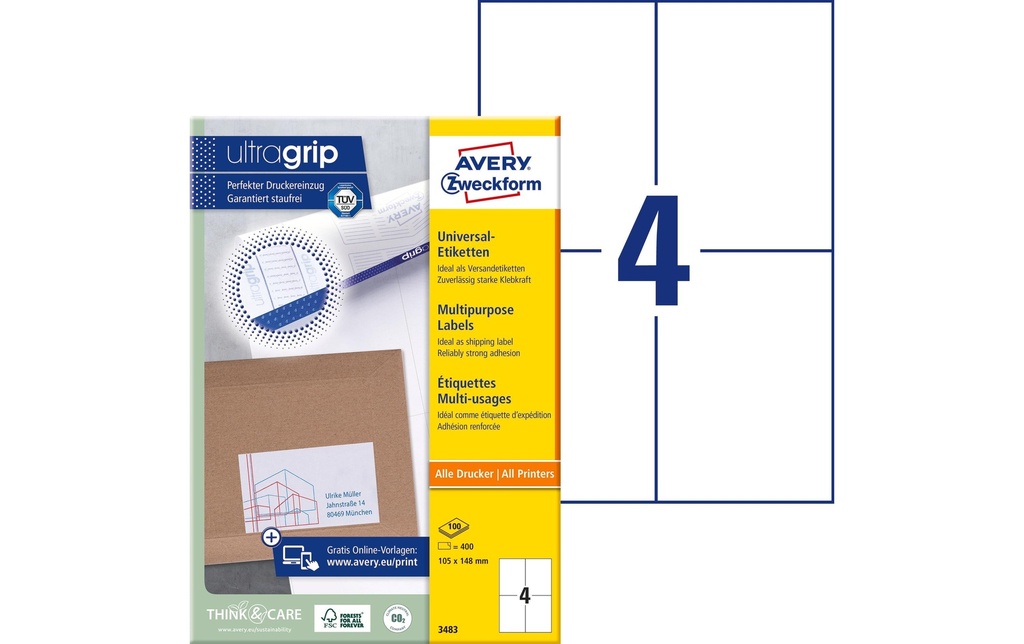 [268034830] AVERY ZWECKFORM Etiquettes 105x148mm (100 pces)