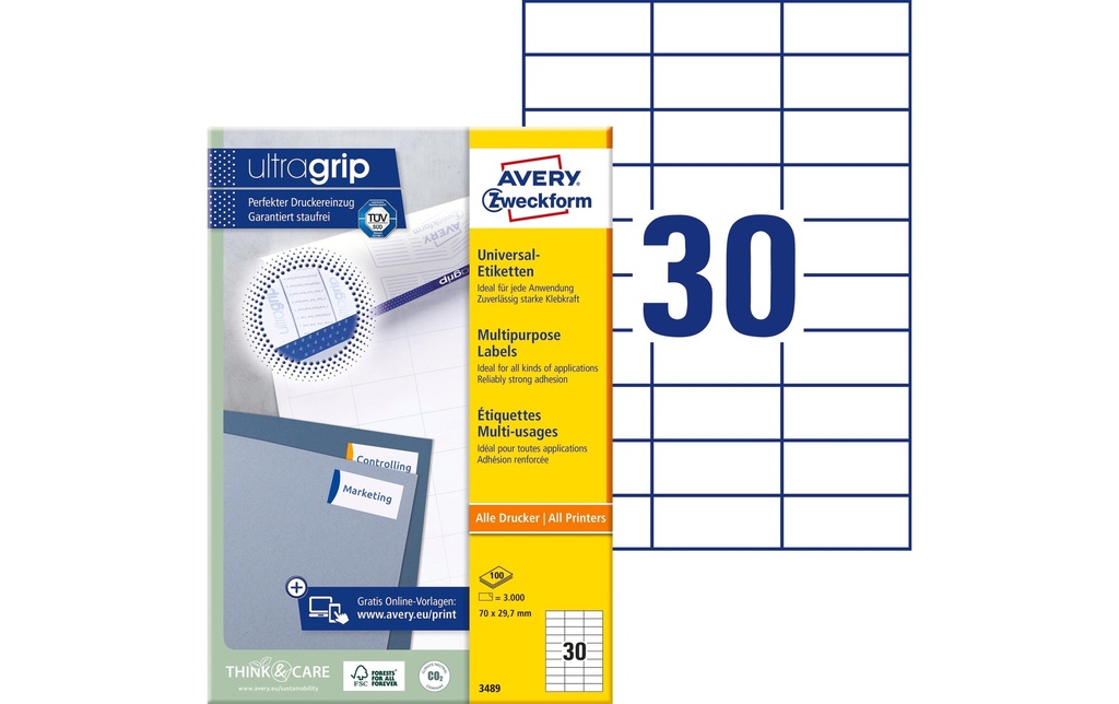AVERY ZWECKFORM Etiquettes 70x29.7mmm (100 pces)