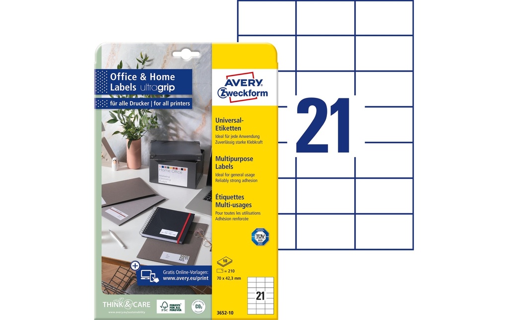 [268036520] AVERY ZWECKFORM Etiquettes 70x42.3mm (100 pces)