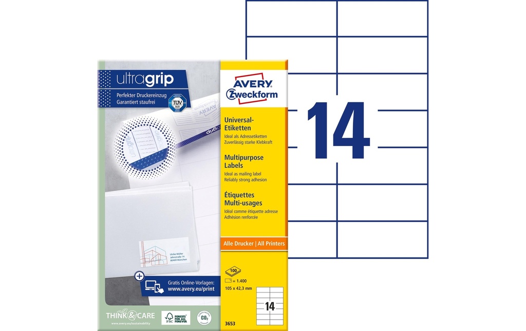 [268036530] AVERY ZWECKFORM Etiquettes 105x42.3mm (100 pces)