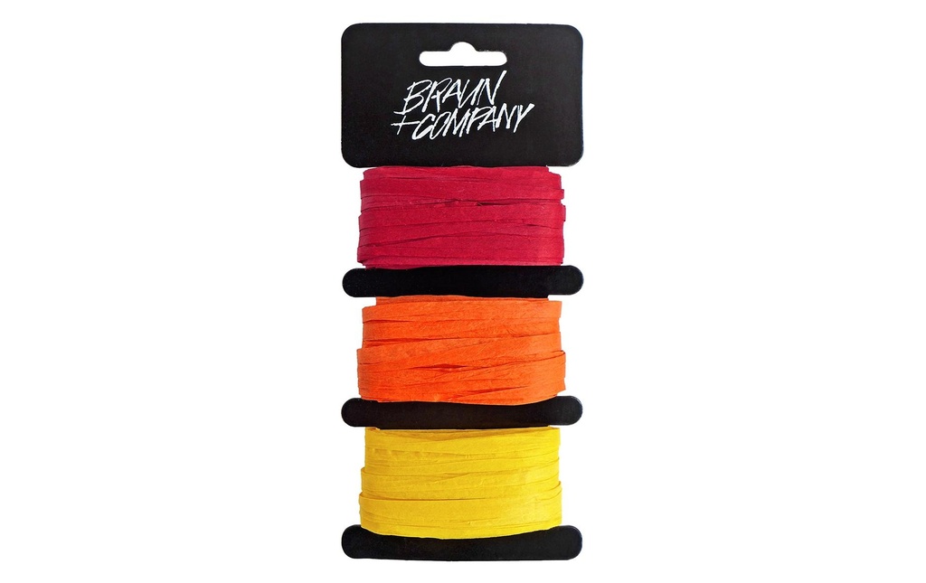 Braun + Company Ruban cadeau Raffia Orange Mix par couleur 10 mètres