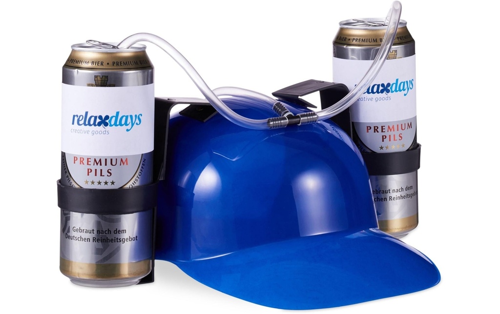 relaxdays Accessoires de fête Casque pour boire 13 x 32 cm, bleu