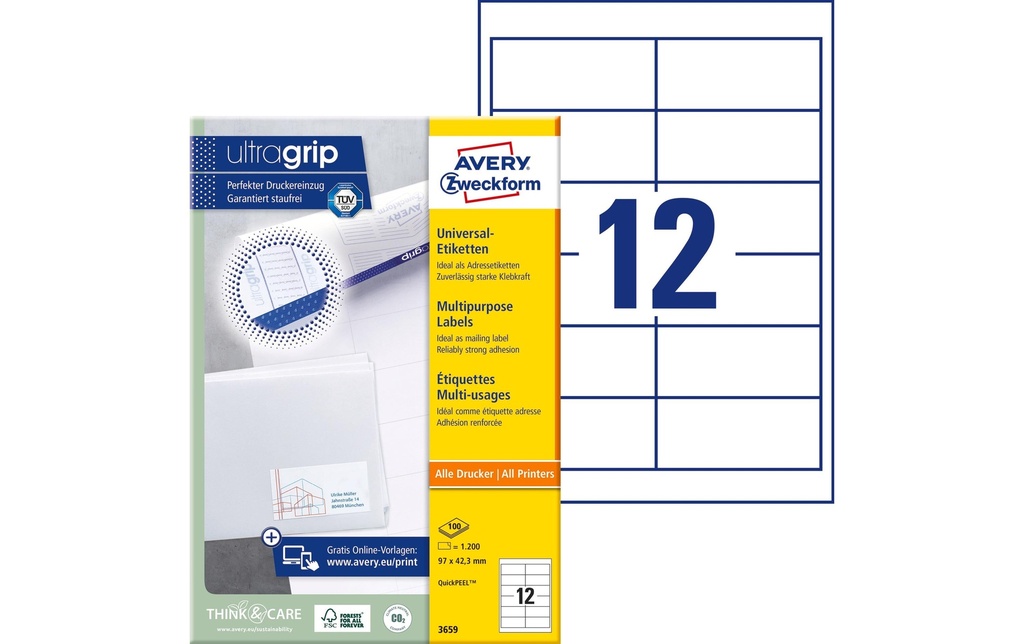 [268036590] AVERY ZWECKFORM Etiquettes 97x42.3mm (100 pces)