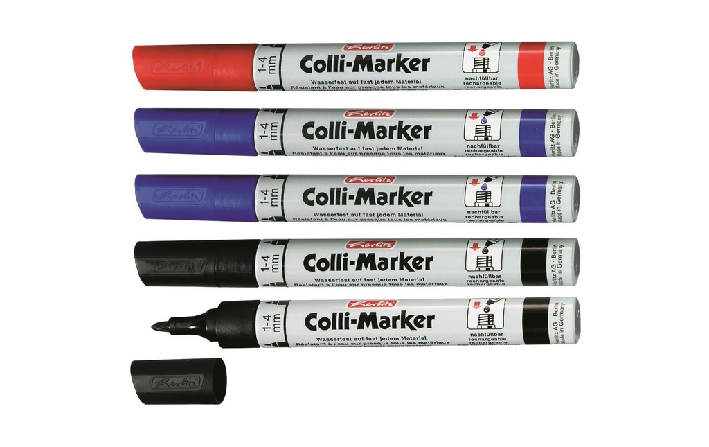 Herlitz Marqueur pour flipchart Colli 1-4 mm, 5 pièces, Bleu/Rouge/Noir