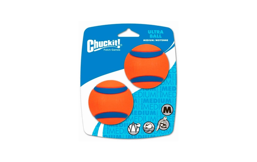 Chuckit! Jouet pour chien Ultra balle de tennis M, Ø 6.5 cm, 2 pièces