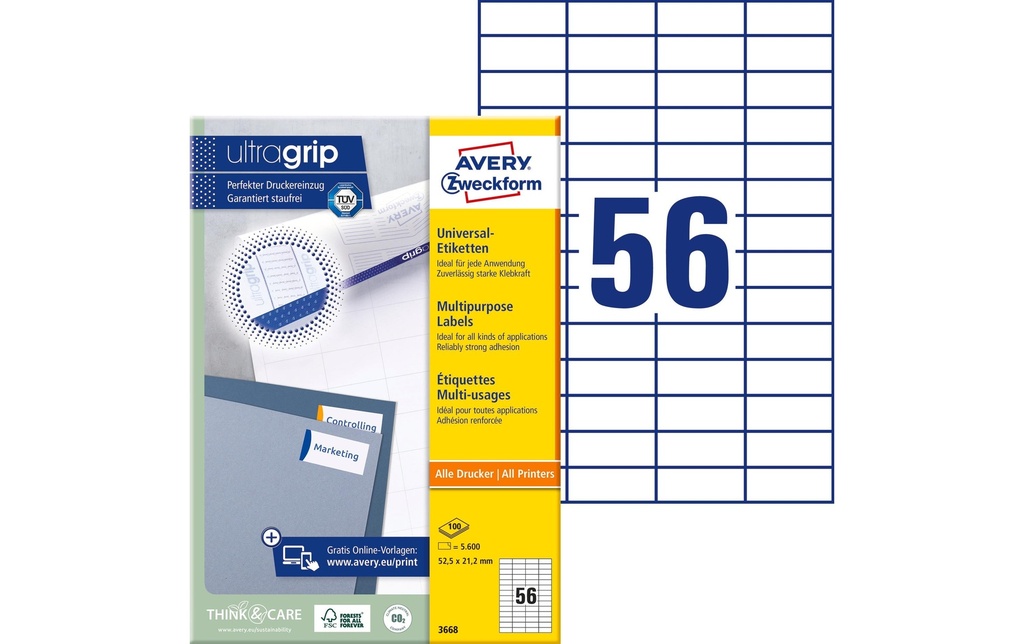 [268036680] AVERY ZWECKFORM Etiquettes 52.5x21.2mm (100 pces)