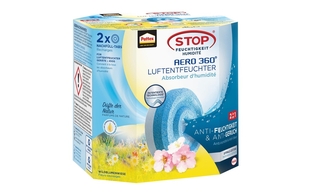 Pattex Onglets de recharge Aero 360 fleurs sauvages 2 x 450 g