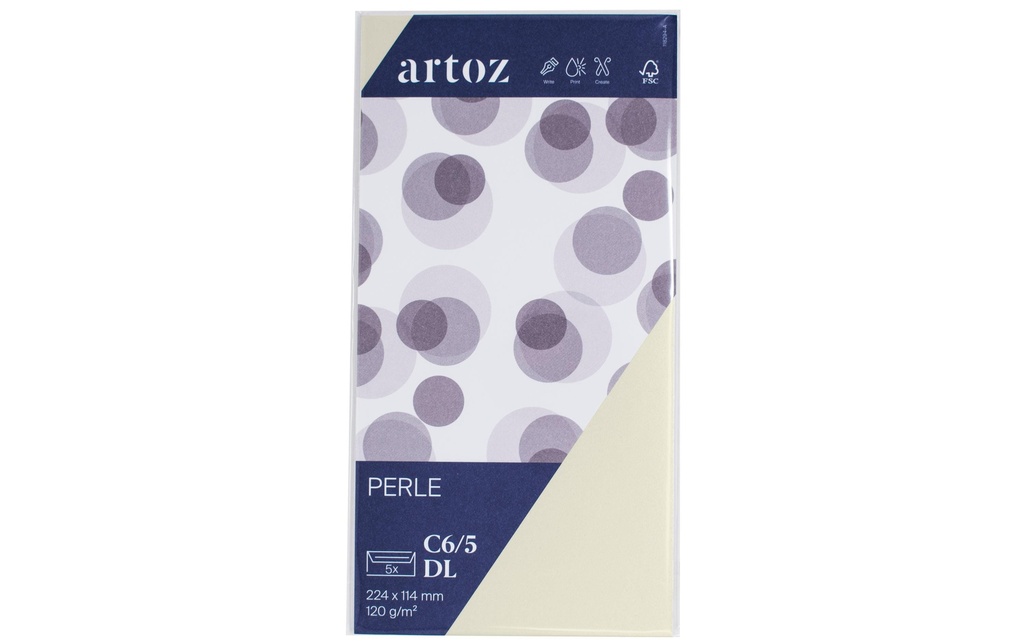 Artoz Enveloppe Perle Ivory C6/5, 5 pièces, Blanc