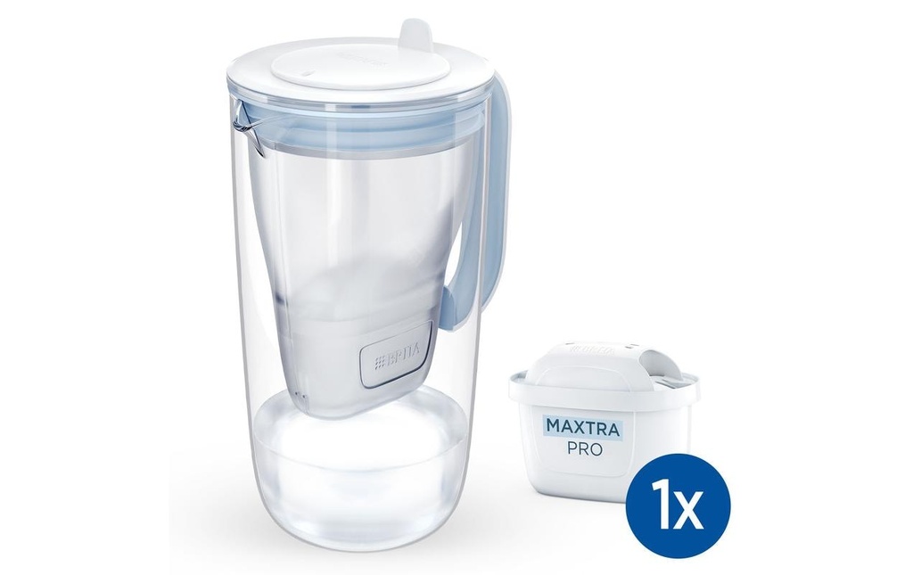 BRITA Carafe filtrante en verre bleu clair incl. 1x cartouche Maxtra Pro