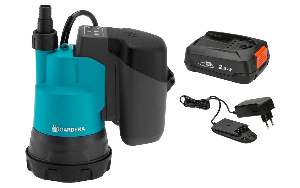 GARDENA Pompe submersible à eau claire à batterie 2000/2 18 V P4A, Ensemble
