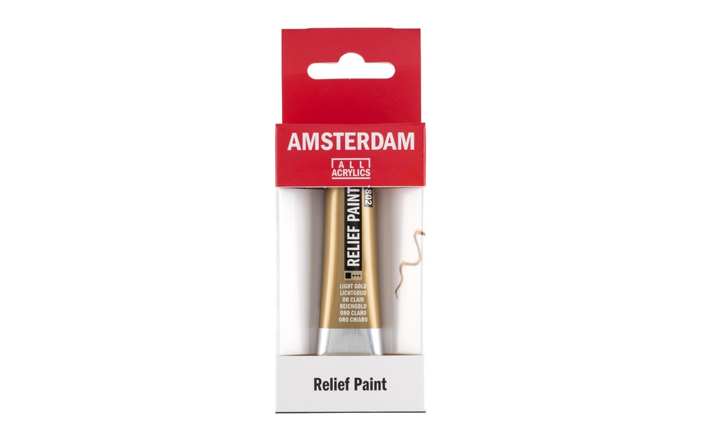 Amsterdam Peinture acrylique Reliefpaint 802 Or clair 20 ml, Doré/Blanc