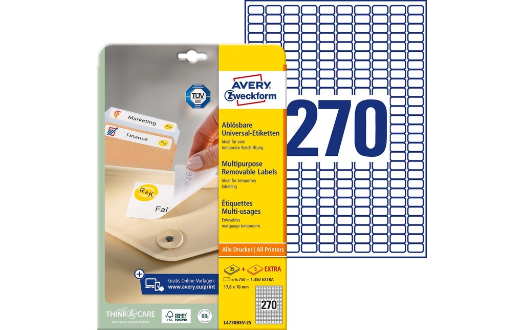 AVERY ZWECKFORM Etiquettes 17.8x10mm (30 pces)