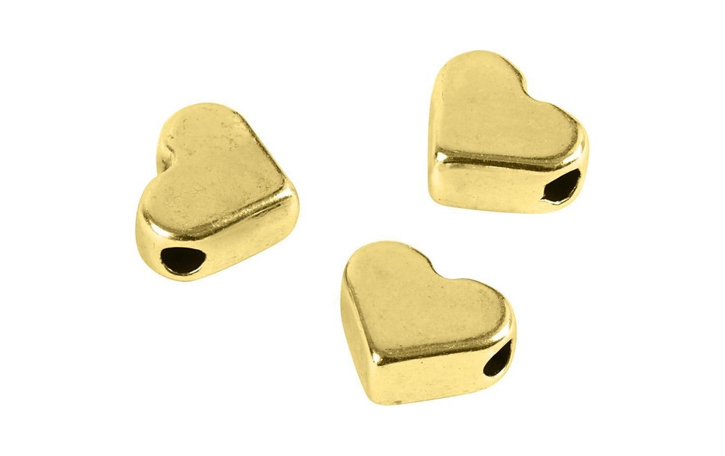 Creativ Company Perles Coeur, 7 mm, plaqué or, 3 pièc.