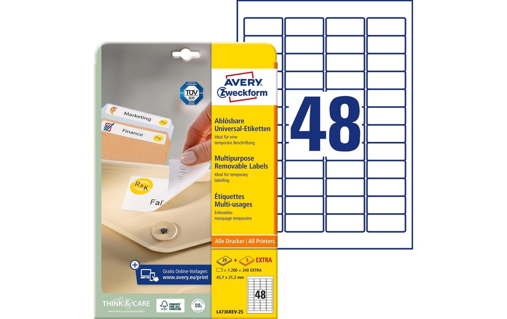 AVERY ZWECKFORM Etiquettes 45.7x21.2mm (30 pces)
