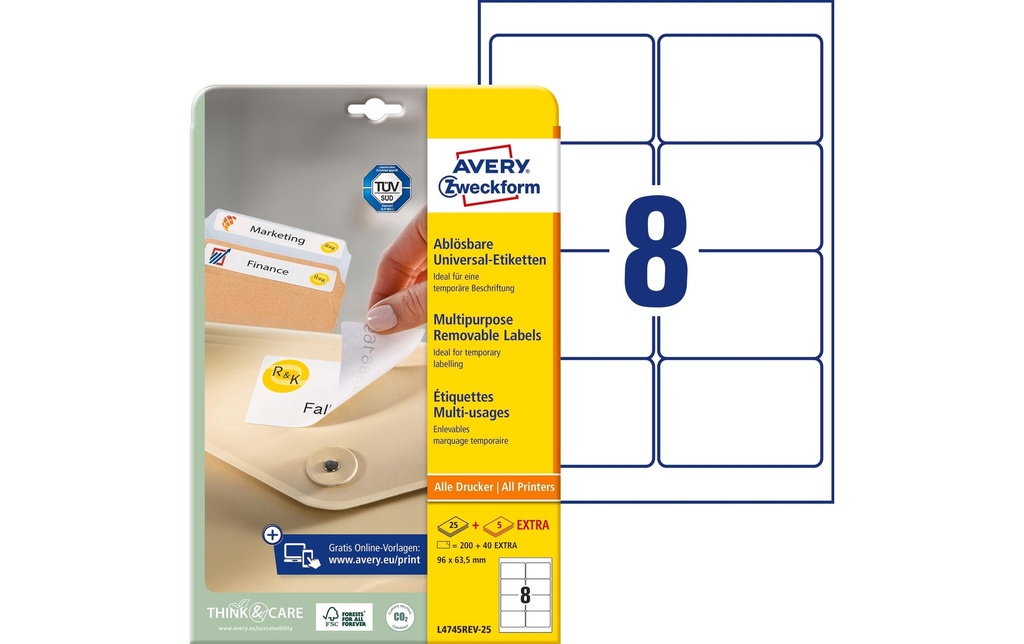 [268047450] AVERY ZWECKFORM Etiquettes 96x63.5mmm (30 pces)