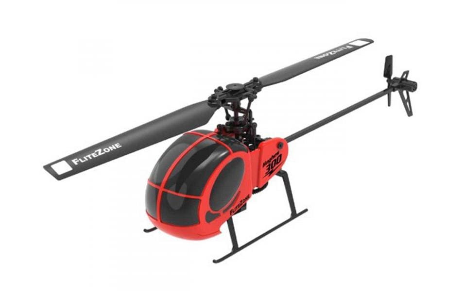 FliteZone Hélicoptère Hughes 300 Rouge, 4 canaux, 6G, RTF