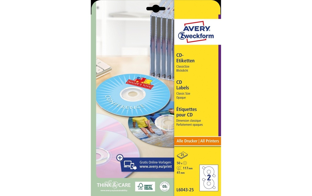 AVERY ZWECKFORM Etiquettes CD (25 pces)
