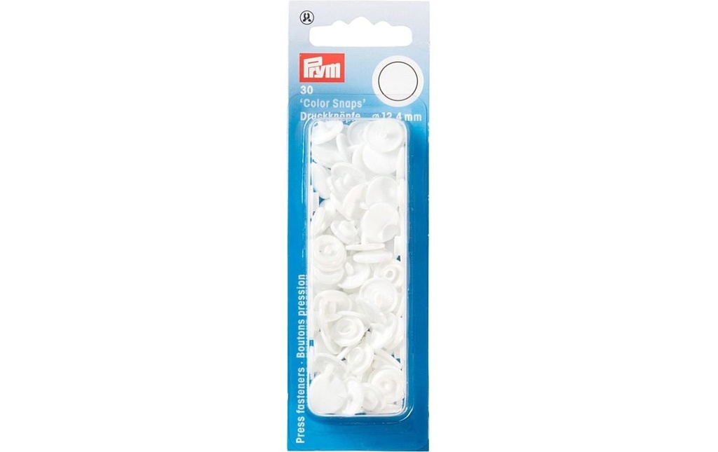 Prym Boutons poussoirs Boutons de couleur Blanc, 12.4 mm, 30 pièces