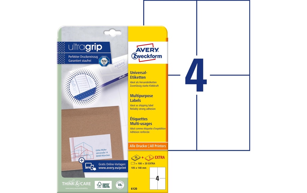 AVERY ZWECKFORM Etiquettes 105x148mm (25 pces)