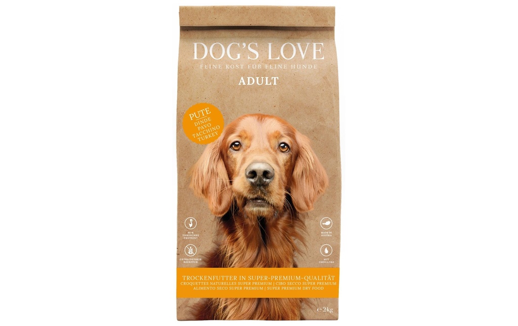 Dog's Love Alimentation sèche Adulte, Dinde, 2 kg