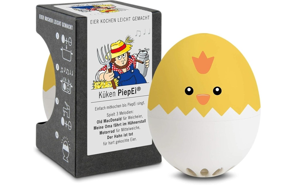 PiepEi Minuteur de cuisine Poussins chants de l'ovalie, Jaune / Blanc