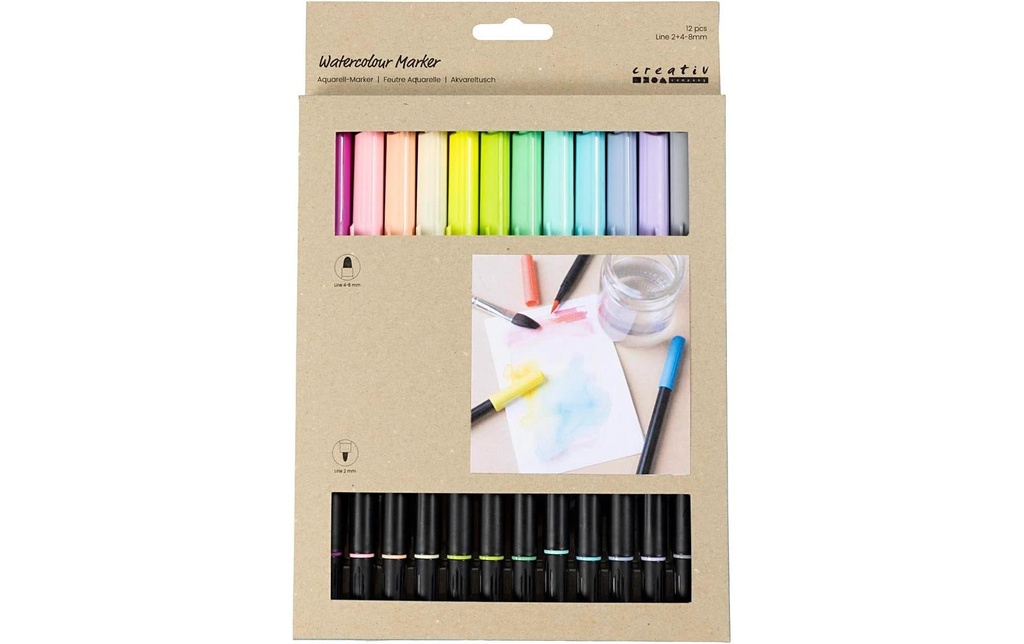 Creativ Company Marqueur aquarelle 2+ 4-8 mm, 12 pièces