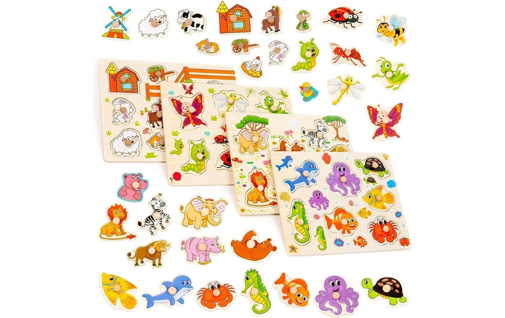 Twiddlers Jeux d’emboîtement Set de 4 animaux sauvages