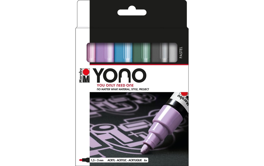 Marabu Marqueur acrylique YONO Set 1.5 - 3 mm 6 pièces, pastel