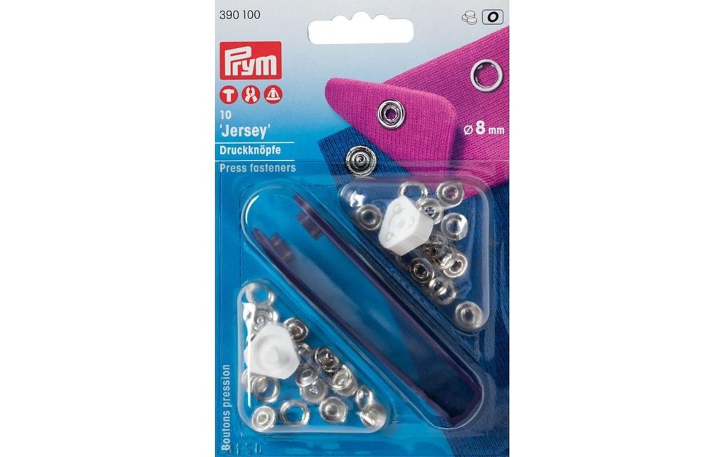Prym Boutons poussoirs Jersey Argent, 8 mm, 10 pièces