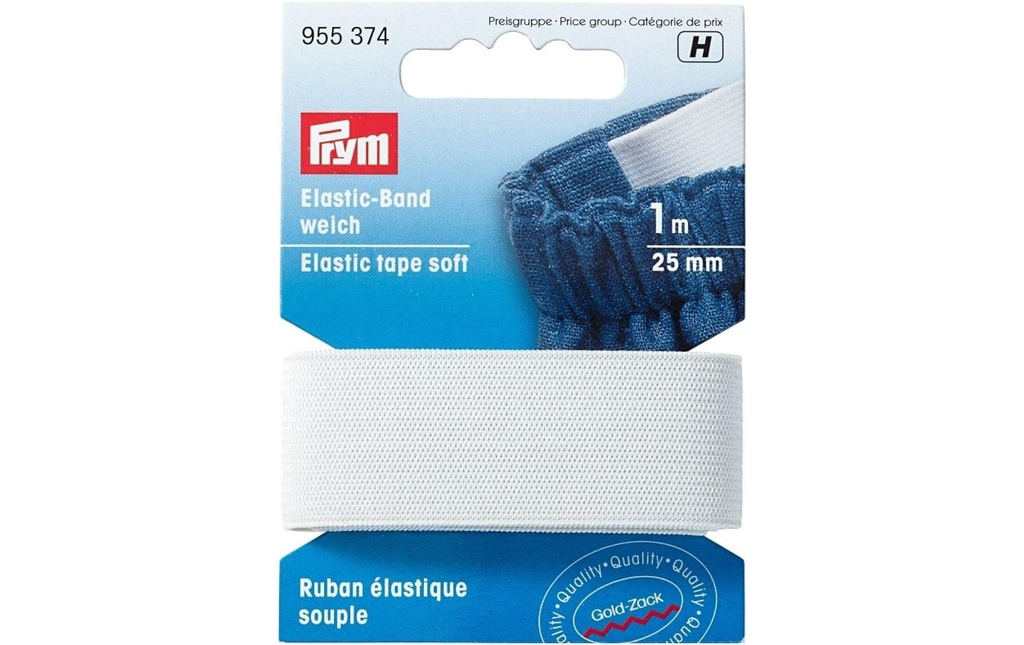 Prym Bande élastique 25 mm, Blanc