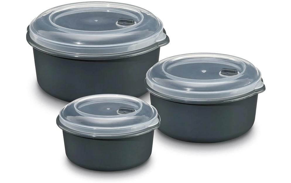 GOURMETmaxx Contenant pour micro-onde 3 pièces 650/1000/1800ml Gris