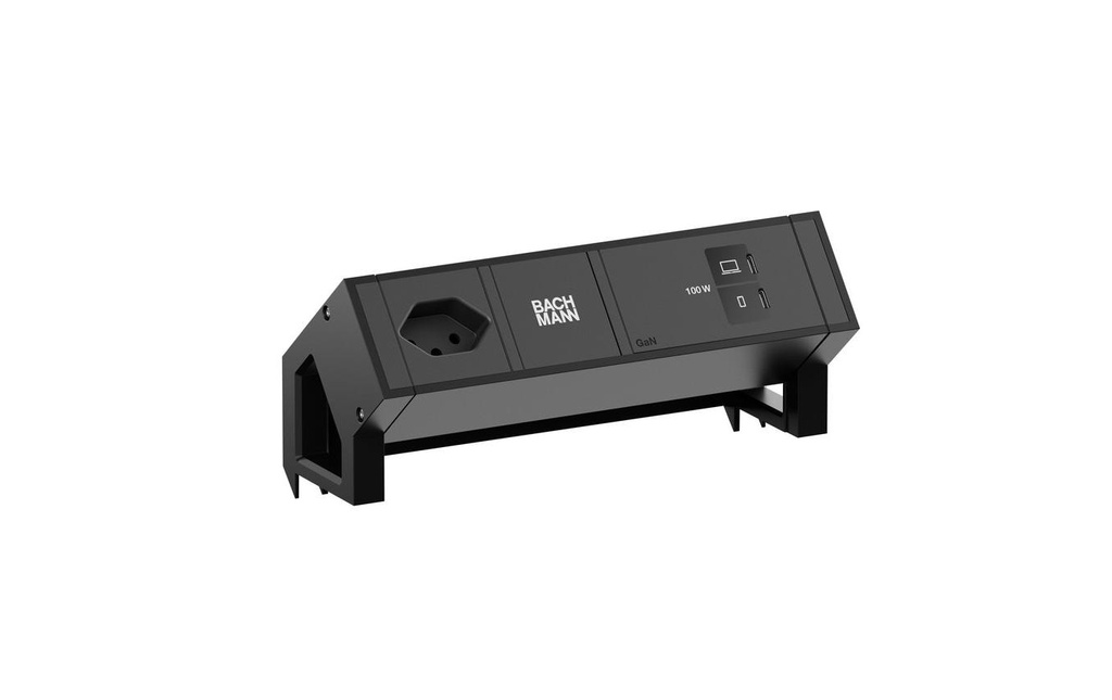 Bachmann Bloc multiprises de table DESK2 1xT13 1xUSB C/C 100W 0.2m noir