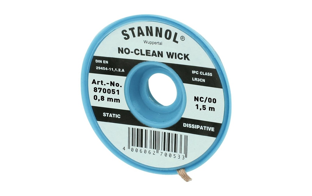 Stannol Cordon de débrasage NC-BB Entlötlitze 0.8 mm x 1.5 m sans halogène