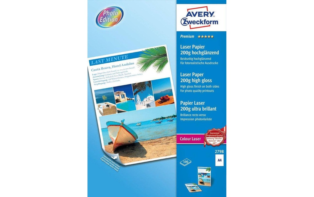 AVERY ZWECKFORM Papier photo A4 Laser 200g (100 pces)