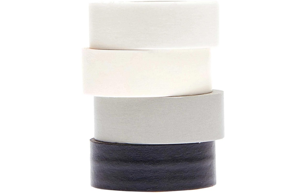 Rico Design Ruban Washi 4 pièces, Noir/Blanc,  10 m