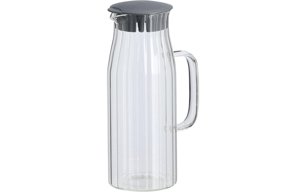 Zeller Present Carafe en verre avec couvercle en plastique 1 l, Transparent/Anthracite