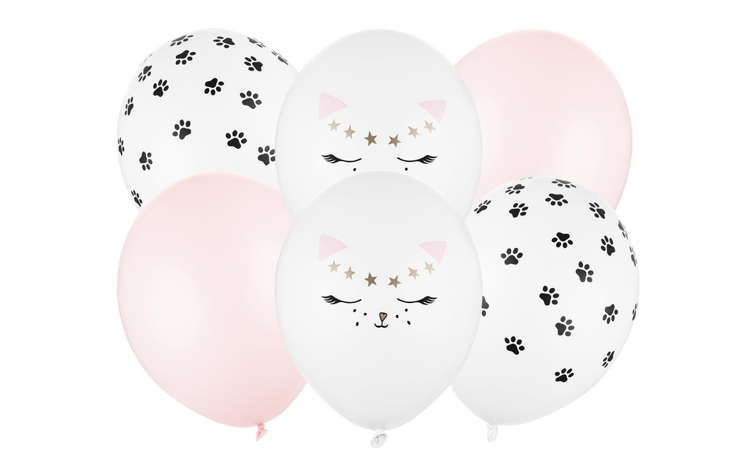 Partydeco Ballon de baudruche Cat mix Ø 30 cm, 6 pièces