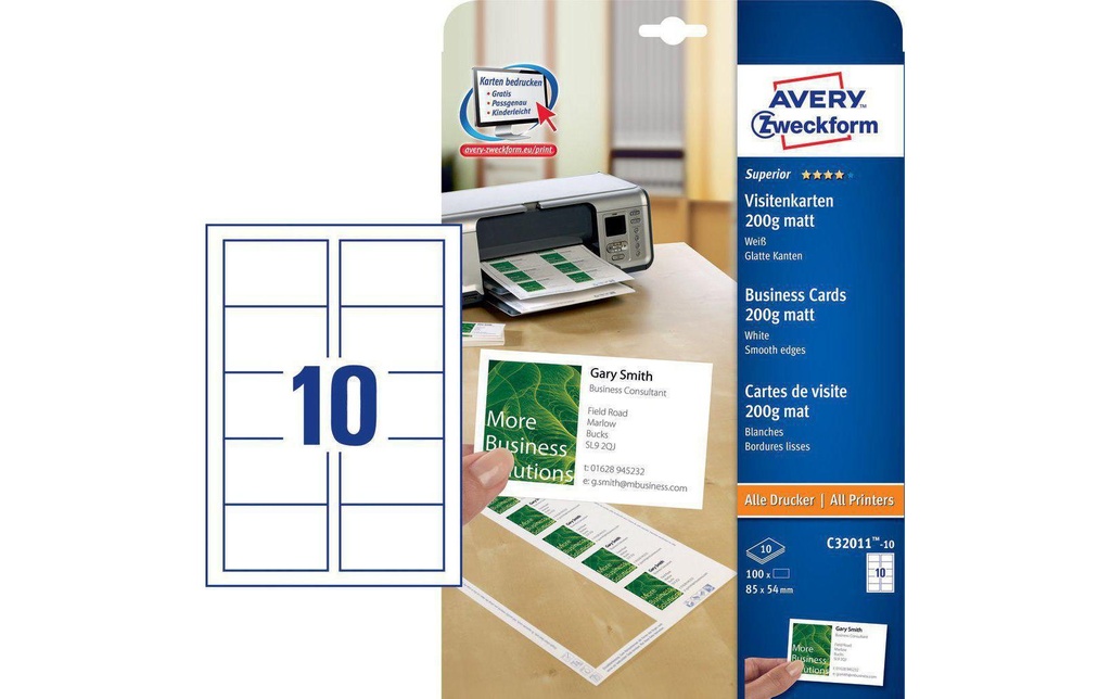 [268320111] AVERY ZWECKFORM Carte visite ILK 200g (10 pces)